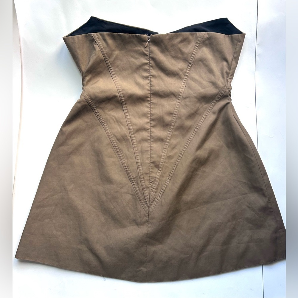 Huelleyrose SHAYLA DRESS Brown Strapless Mini Dress size large corset lace - Picture 8 of 15